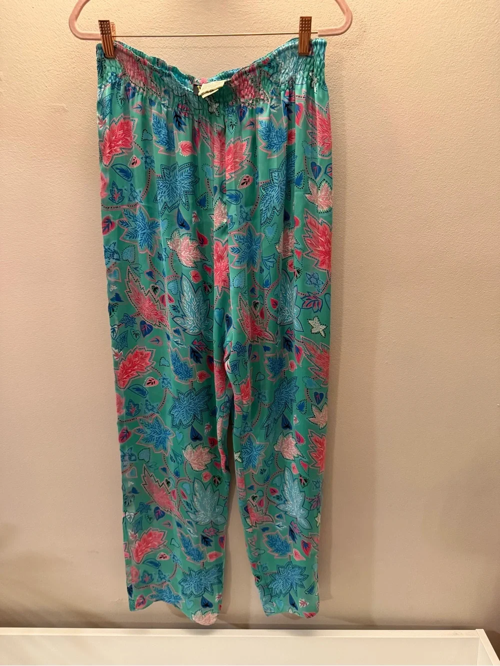 Vintage 80s Diane Freis Lingerie 2 Piece Set Georgette Tunic & Pants Aqua Teal